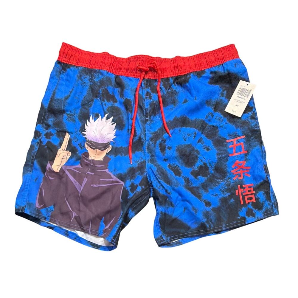 Jujutsu Kaisen Men's Blue Wash Swim Trunks Size Medium M New Anime Satoru Gojo